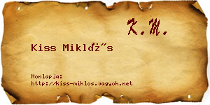 Kiss Miklós névjegykártya
